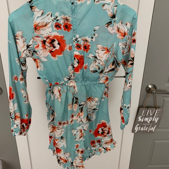 Peyton Bre Blue floral romper size 16 - Picture 5 of 12